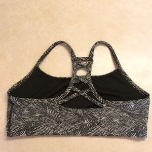 All In Morion olive leaf print sports bra top xl